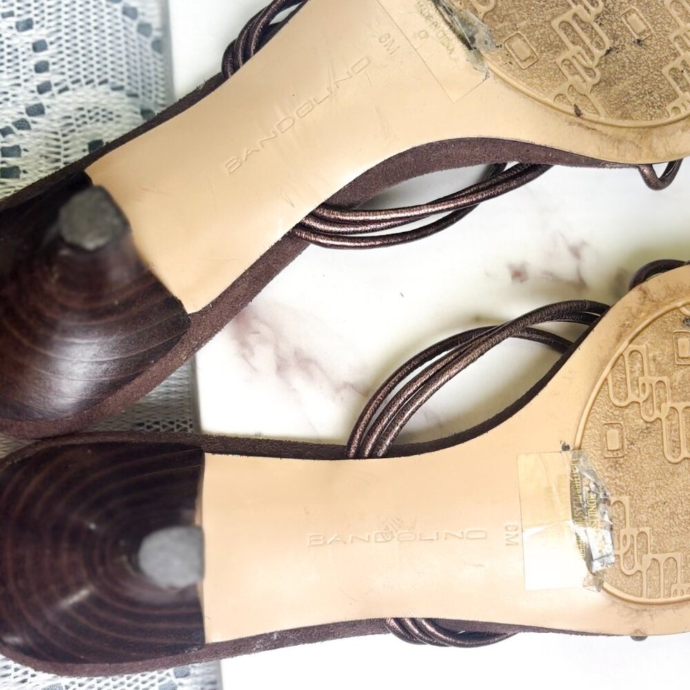 Bandolino Brand Women's Kitten Heel Sandals in Brown - Picture 11 of 11